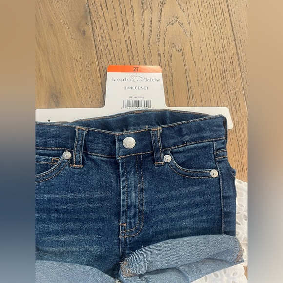 NWT Koala Kids Toddler Girl 2T Short Set Lace White Top Jean Cotton Frilly - Picture 6 of 12